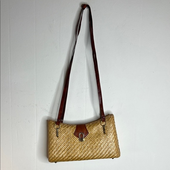 Vintage wicker bag with leather straps Woven Shoulder Bag - Picture 8 of 8